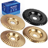 BLEKOO 4PC Angle Grinder Wood Carving Disc Set, for 4" or 4 1/2" Angle Grinder with 5/8" Arbor, Wood Shaper Carving Disc for Angle Grinder blekoo