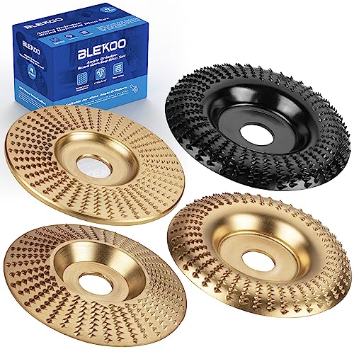 BLEKOO 4PC Angle Grinder Wood Carving Disc Set, for 4" or 4 1/2" Angle Grinder with 5/8" Arbor, Wood Shaper Carving Disc for Angle Grinder - WoodArtSupply