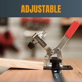 POWERTEC 4PK Toggle Clamp, 300 lbs Holding Capacity, 201B Quick Release Horizontal Clamps w/Antislip Rubber Pressure Tip for Woodworking Jigs and POWERTEC