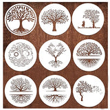 Stencils for Painting on Wood 12" Welcome Stencils for Crafts Drawing Tree of Life Reusable Plastic Art Templates for Adults Wood Burning Paint Home Pkqon