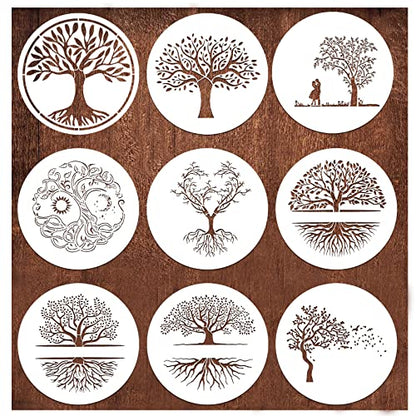 Stencils for Painting on Wood 12" Welcome Stencils for Crafts Drawing Tree of Life Reusable Plastic Art Templates for Adults Wood Burning Paint Home