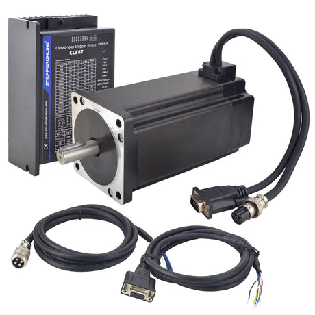 STEPPERONLINE Closed Loop Stepper Motor 1 Axis CNC KIT 12.0 Nm/1699.34oz.in Nema 34 Motor & 4.1-8.2A 24-80VDC Closed Loop Stepper Driver CL86T V4.1 STEPPERONLINE