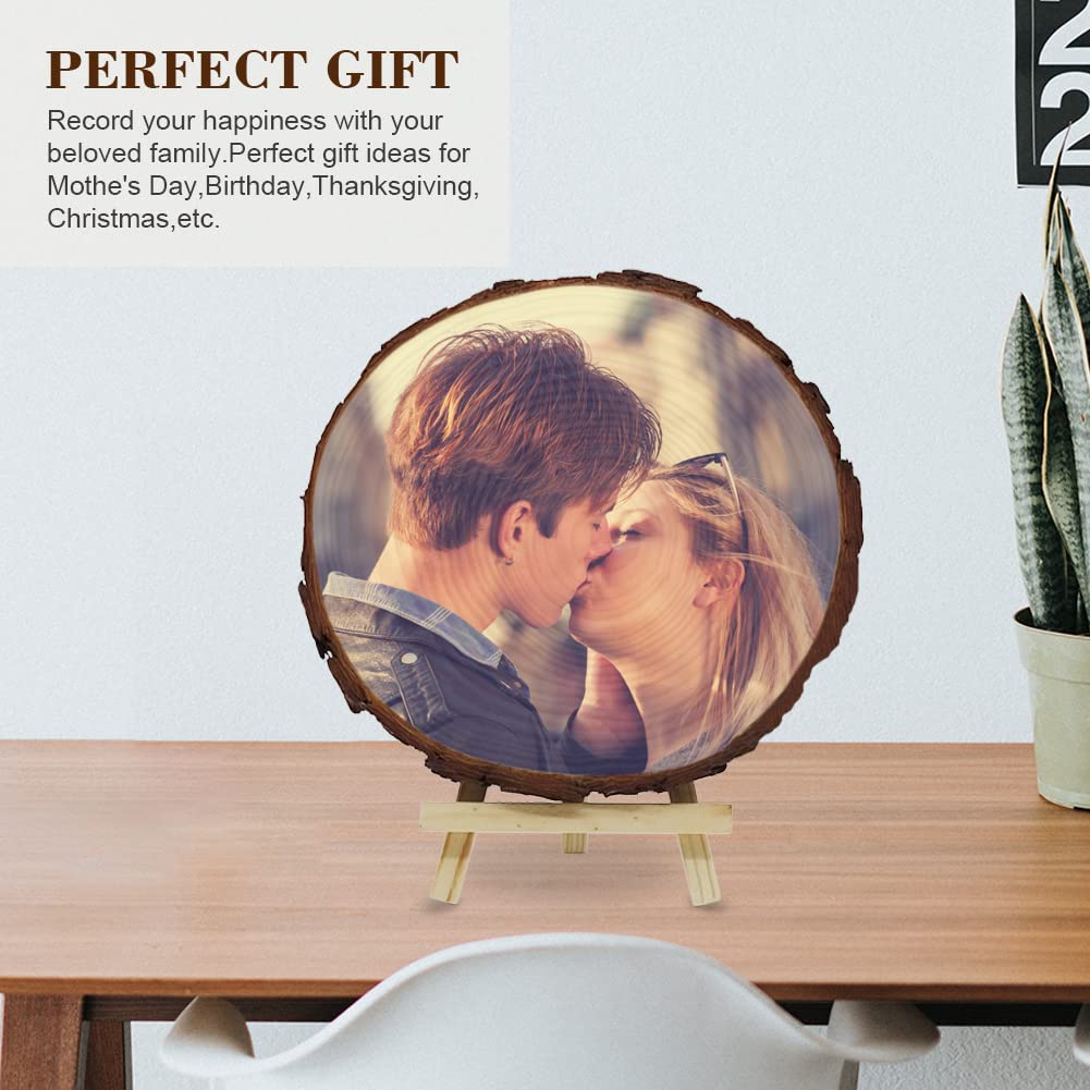 Personalized Picture Frame Album Custom Photo Printing on Wood Slices Customized Photograph On Wood Artwork Crafts Desktop Decoration with Stand witfox
