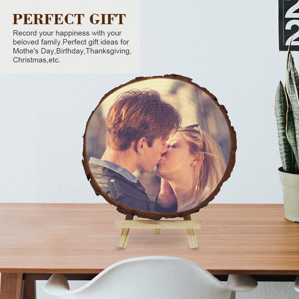 Personalized Picture Frame Album Custom Photo Printing on Wood Slices Customized Photograph On Wood Artwork Crafts Desktop Decoration with Stand