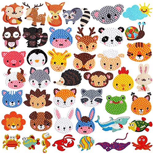 Labeol 42Pcs 5D Diamond Painting Stickers Kits for Kids Arts and Crafts for Kids Ages 8-12 Easy to DIY Creative Diamond Mosaic Sticker Craft by
