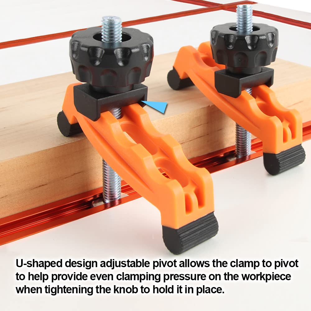 O'skool Multi-Positionable T-Track Hold Down Clamp Kit for CNC Router Clamp, Metalworking and Woodworking T-Slot T-Track Clamp,2 Pack - WoodArtSupply