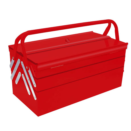 MANUFORE Metal Tool Box 16.5 x 8.5 x 8'' Folding Tool Storage Box, 3 Level and 5-Tray, with A Hole for Locking Red MANUFORE