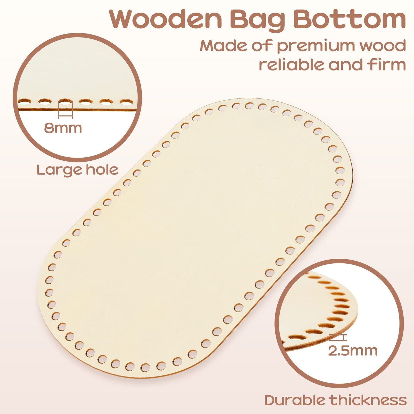 2 Pieces Wooden Crochet Bag Bottom Oval Crochet Basket Wood Base Blank Wooden Basket Bottoms Shaper for DIY Basket Weaving Crochet Supplies DIY Bag - WoodArtSupply