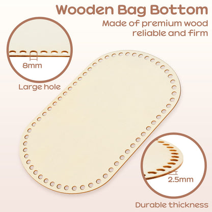 2 Pieces Wooden Crochet Bag Bottom Oval Crochet Basket Wood Base Blank Wooden Basket Bottoms Shaper for DIY Basket Weaving Crochet Supplies DIY Bag - WoodArtSupply