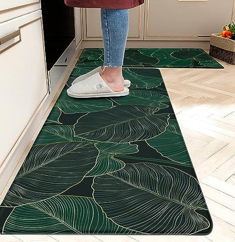 Kitchen Mats for Floor Cushioned Anti Fatigue Mats for Kitchen Floor Green Kitchen Floor Mat Memory Foam Boho Kitchen Rugs Luxury Kitchen Runner chiinvent