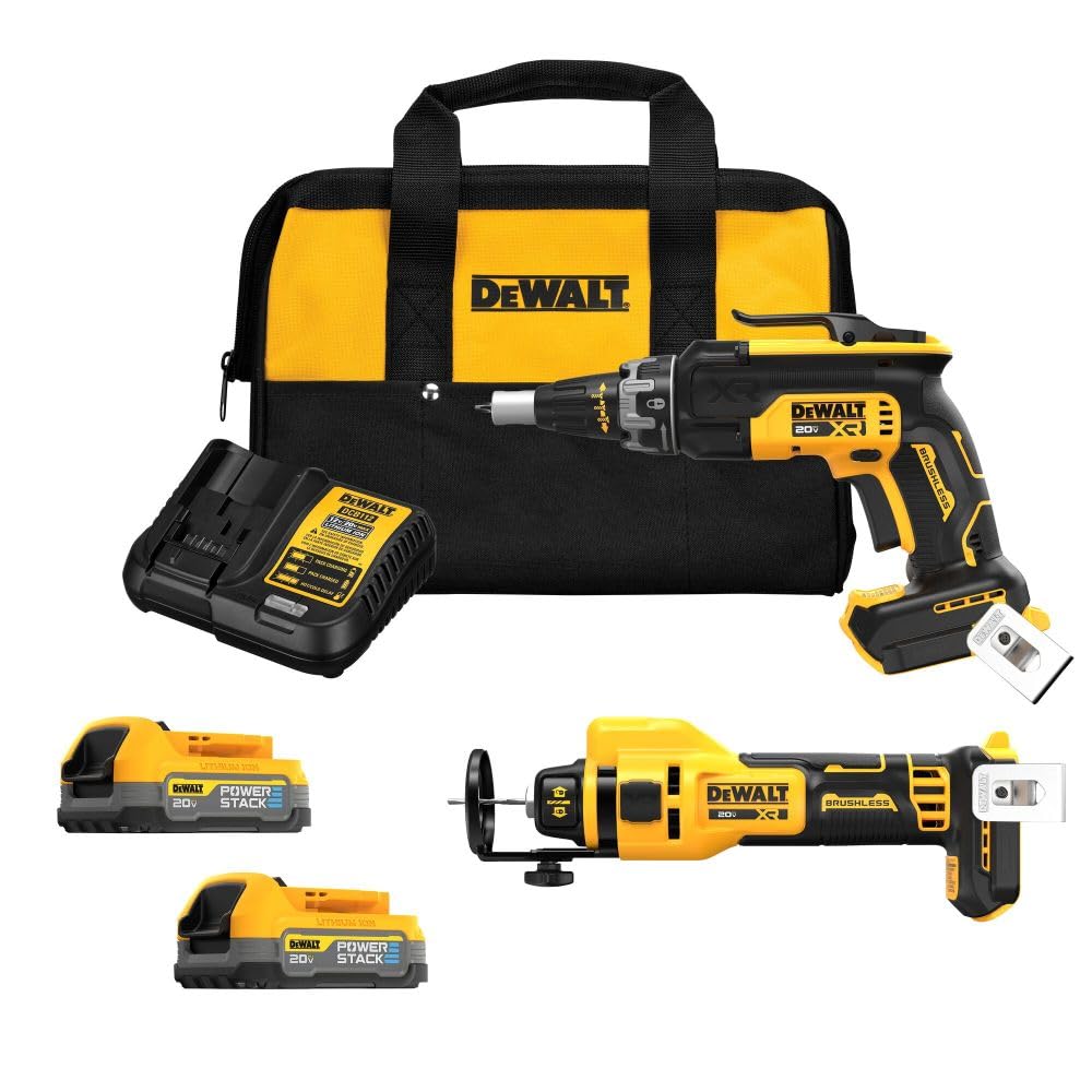 DEWALT 20V MAX Cordless Screwgun and Cutout Kit with 2 POWERSTAK Batteries and Charger Included (DCK265E2) - WoodArtSupply