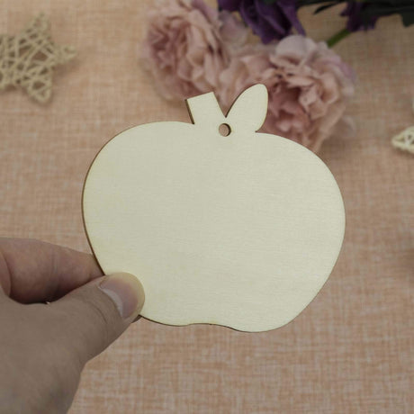 JANOU 20pcs Apple Shape Unfinished Wood Cutouts DIY Crafts Blank Hanging Gift Tags Ornaments with Ropes for Wedding Birthday Christmas Party JANOU