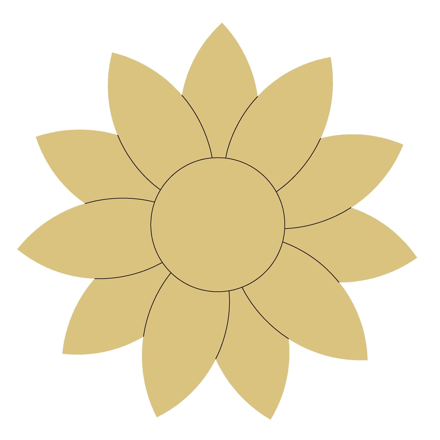 Sunflower Design by Lines Cutout Unfinished Wood Nature Summer Party Flower Door Hanger MDF Shaped Canvas Style 4 Art 1 (12") Diverse Woodworking