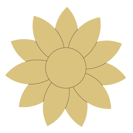 Sunflower Design by Lines Cutout Unfinished Wood Nature Summer Party Flower Door Hanger MDF Shaped Canvas Style 4 Art 1 (12") Diverse Woodworking