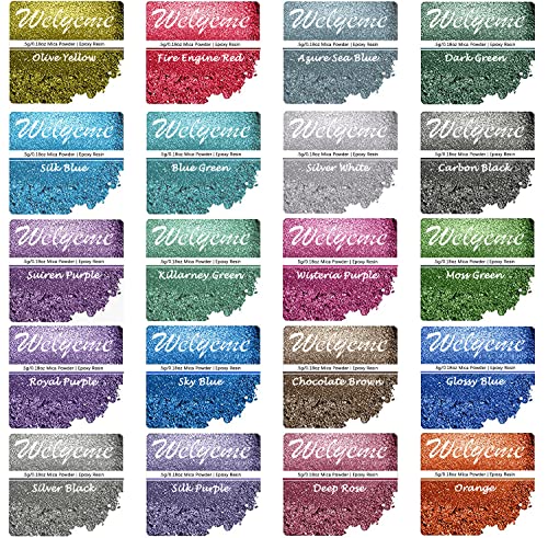 Mica Powders Kit 1.1lb, 20 Colors Mica Pigment Powder for Epoxy Resin, Soap Molds, Candle Making, Slime, Bath Bombs, Nail Polish, Cosmetic Grade