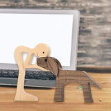 FHDTW Handmade Wooden Dog Unique Gift for Dog Lover, Wooden Man and Dog Carving Statue, Wood Dog Sculpture Home Office Tabletop Figurine Carved Wood FHTDW