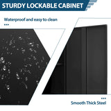 INTERGREAT 42" Metal Storage Cabinet with Locking Doors, Lockable Steel Storage Cabinet with 2 Doors and Shelves, Black Metal Cabinet with Lock, INTERGREAT