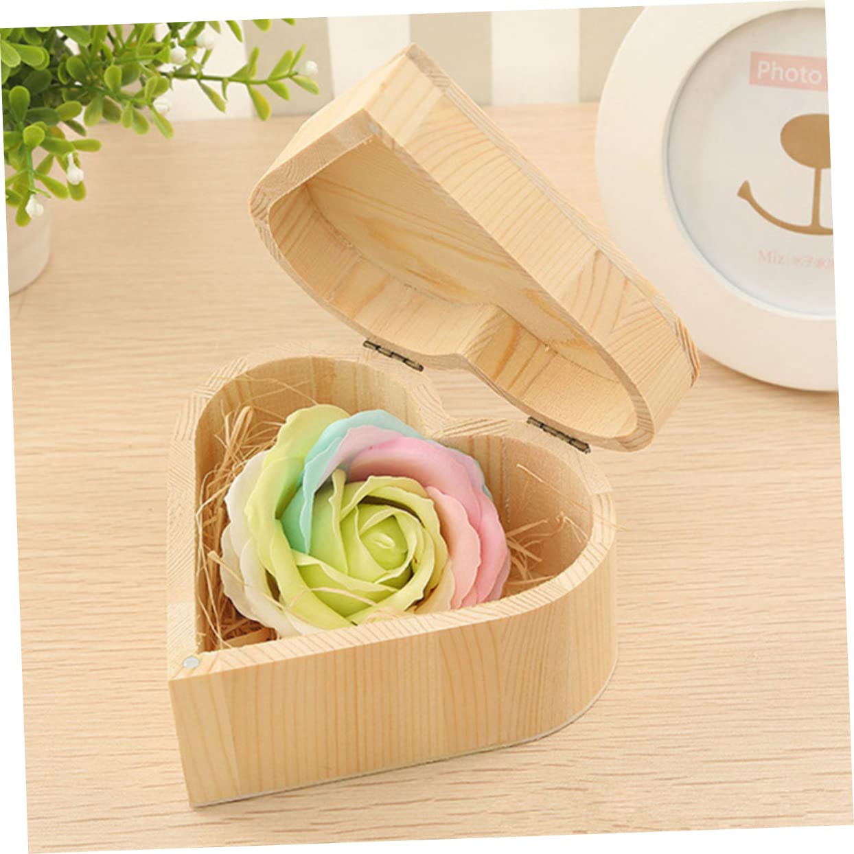 ABOOFAN Box Engagement Ring Wooden Jewelry Holder Case Small Organizer Wooden Holder Ring Chest Organizer Heart Mini Storage Toy Container Jewelry ABOOFAN