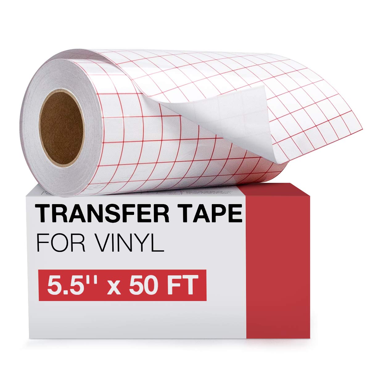HTVRONT Transfer Tape for Vinyl- 5.5" x 50 FT w/Red Alignment Grid for Cricut Joy and Cricut Adhesive Vinyl, Silhouette Cameo Transfer Paper for