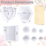 3 Pcs Large Silicone Molds for Resin Glossy Deep Square Molds Hexagon Silicone Molds Heart Bookends Resin Mold with 3 Pcs Round Epoxy Resin Molds for Potchen