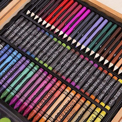 RMENST Art Supplies, 150-Pieces Deluxe Wooden Art Set Crafts Drawing Painting Kit, Creative Gift Box for Adults Artist Beginners Kids Girls Drawing - WoodArtSupply