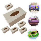 STOBOK Kids DIY Craft Kit 6pcs Box DIY Tissue Box Desk Dispenser Container Square Tissues Dispenser Paper Holder Box Crafting Blank Box Wooden Towel STOBOK