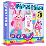 KRAFUN My First Unicorn Bunny Paper Craft Kit for Toddlers and Girls Age 3-8 Years Old, Include 18 Cute DIY Arts and Crafts Projects, Organized Art KRAFUN