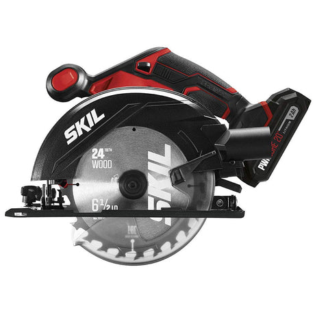 SKIL 20V 6-1/2 Inch Cordless Circular Saw Includes 2.0Ah PWR CORE 20 Lithium Battery and Charger - CR540602 Skil