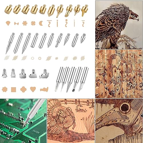 53-Piece Wood Burning Kit Professional Soldering Iron Tips & DIY Drawing Template Carving, Engraving, Craft Tools, Stencils, and Wood Burning