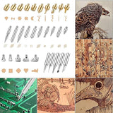 53-Piece Wood Burning Kit Professional Soldering Iron Tips & DIY Drawing Template Carving, Engraving, Craft Tools, Stencils, and Wood Burning TITA-DONG