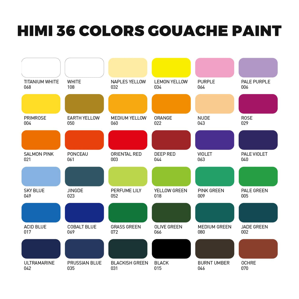 HIMI Gouache Paint Set, 36 Colors x 12ml Twin Jelly Cup Design with 3 Paint Brushes and a Palette in a Carrying Case Perfect for Artists, Students, Artme