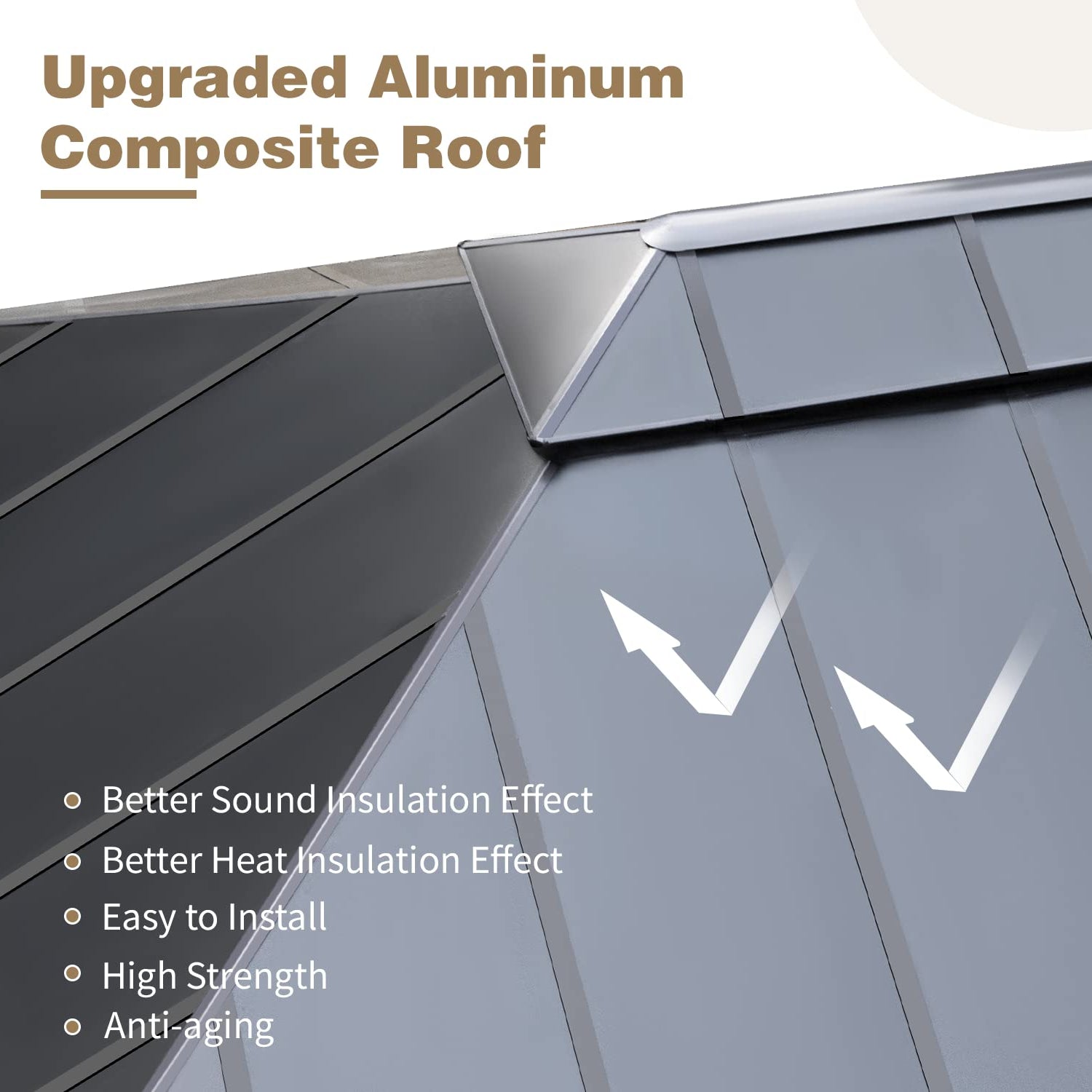 MELLCOM 12x20FT Hardtop Gazebo, Permanent Outdoor Aluminum Patio Gazebo with Aluminum Composite Double Roof for Patio Lawn and Garden, Curtains and MELLCOM