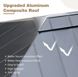 MELLCOM 12x20FT Hardtop Gazebo, Permanent Outdoor Aluminum Patio Gazebo with Aluminum Composite Double Roof for Patio Lawn and Garden, Curtains and MELLCOM