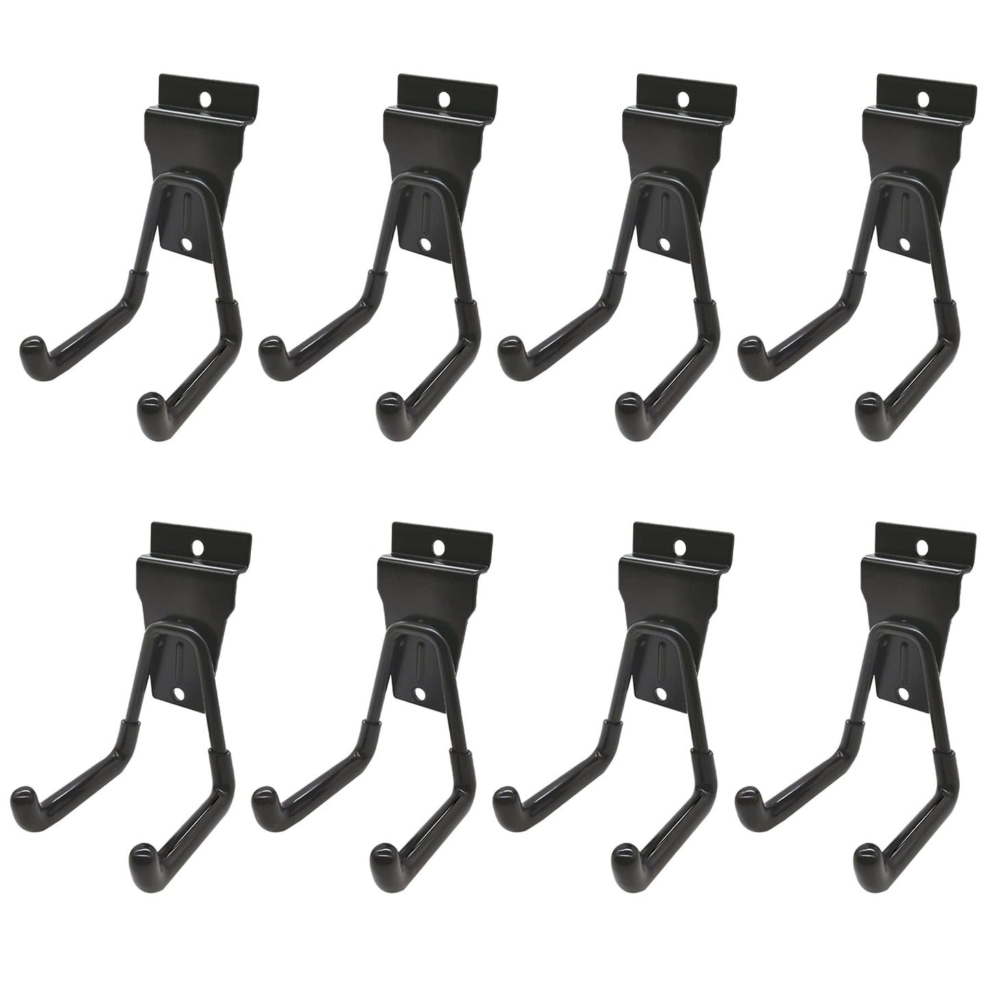 ATOOLA Slatwall Accessories, Sturdy Slatwall Hooks for Garage, Black Slat Wall Hanging Hooks, 8 Pack