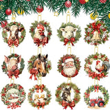 12 Pcs Christmas Diamond Painting Keychains Kit Double Sided DIY Cute Christmas Farm Animals Diamond Painting Keychains for Beginners Adults Art Demonwer