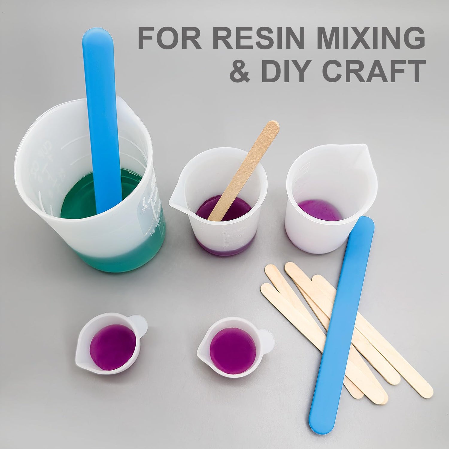 DR. RESIN 250&100 ml Silicone Measuring Cups, Resin Supplies, Silicone Stir Sticks, Pipettes, Gloves for Resin Mixing, Jewelry Making, Resin Molds DR. RESIN