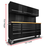 CT Copper Tailor 72-inch Tool Chest Cabinet Mobile Garage Workbench with 15 Storage Drawers and Wheels, 3 Upper Cabinet, Pegboard, Stainless Steel, CT Copper Tailor
