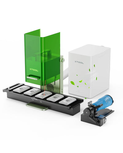 xTool F1 2-in-1 Dual Laser Engraver Deluxe Bundle, with Slide Extension, Rotary Extension and Air Purifier, Lightning Speed Portable Fiber Laser