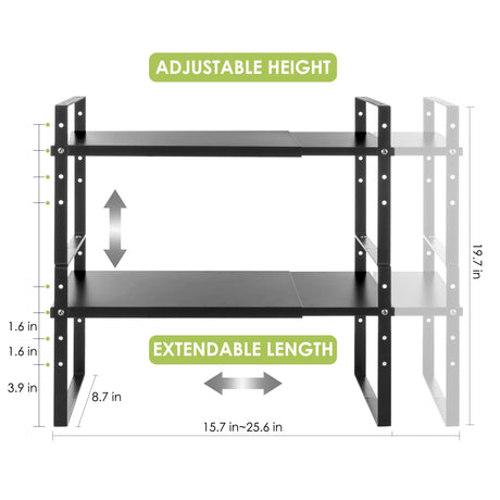 Across-Star Expandable Cabinet Shelf Organizer Rack, Stackable Kitchen Counter Storage Shelves Stand, Adjustable Height Pantry Shelf Spice Rack Across-Star