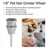 PLATGO Diamond Dremel Dog Nail Grinder Attachment, Diamond Rotory Bit for Dogs&Pets Nail Care, 1/8'' Pet Nail Grinder Wheel Work with Dremel Sanding PLATGO