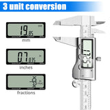 Digital Caliper Measuring Tool, Stainless Steel Vernier Caliper Digital Micrometer with Large LCD Screen, Easy Switch from Inch Metric Fraction, 6 Jiavarry