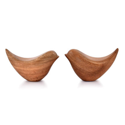 NIRMAN Acacia Wood Bird Statues Set Home Décor Bird Sculpture for Living Room, Bathroom, Office Modern Style Birds Decorative Ornaments (Set of 2) - WoodArtSupply