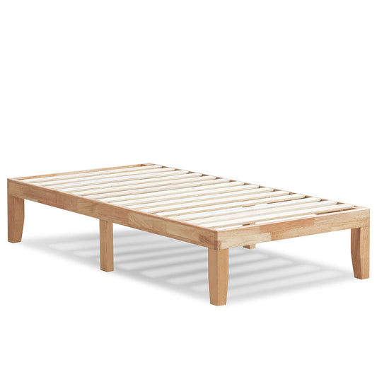 KOMFOTT 14-Inch Twin Size Solid Wood Platform Bed Frame with Slat Support - WoodArtSupply