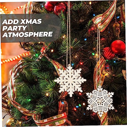 Abaodam Unfinished Christmas Wooden Ornaments 40 pcs Christmas Wood Decoration Christmas Embellishment Snowflake Table Scatter Xmas Gift Tags self