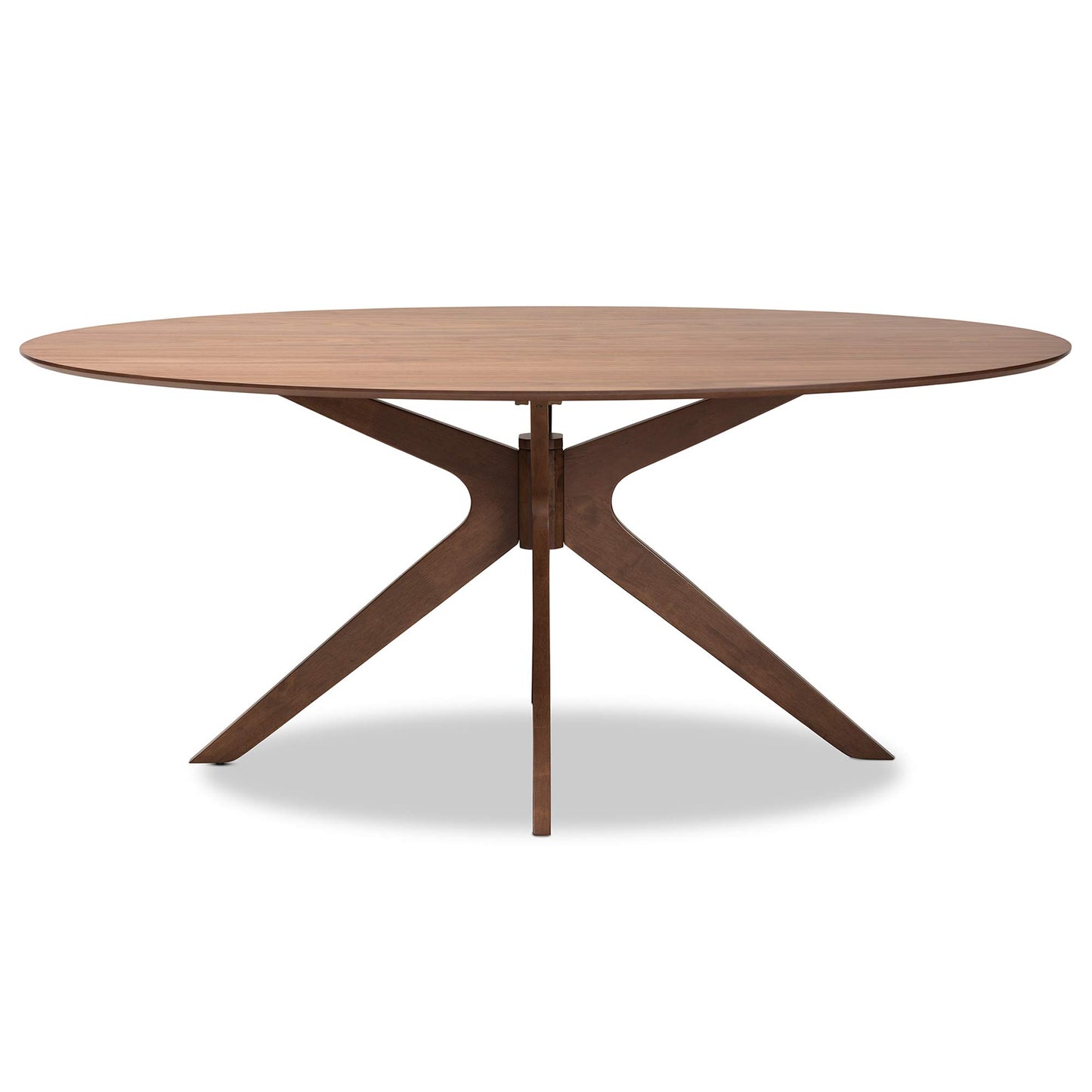 Baxton Studio Monte Mid-Century Modern Walnut Brown Finished Wood 71-Inch Oval Dining Table - WoodArtSupply