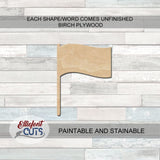 Flag Wood Cutouts for crafts, Laser Cut Wood Shapes 5mm thick Baltic Birch Wood, Multiple Sizes Available Elliefont Styles