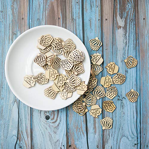 Cake Shape Wood Slices Unfinished Wood Cutout DIY Wooden Craft 100pcs - WoodArtSupply