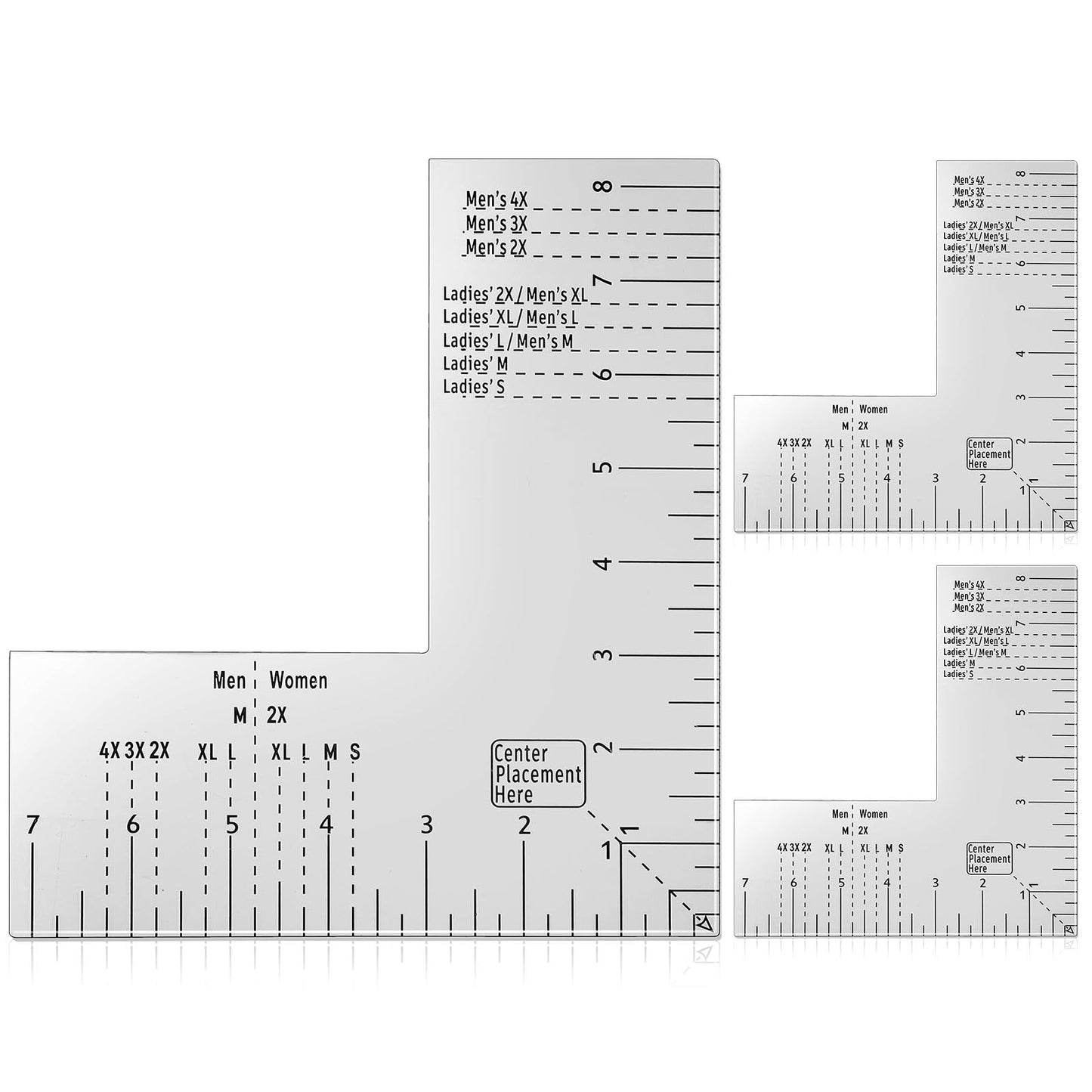 Copkim 3 Pcs Left Chest Logo Placement Tool T Shirt Ruler Guide 8.27" x 7.24" for Heat Press Printing Acrylic Embroidery Placement Ruler for Adult - WoodArtSupply