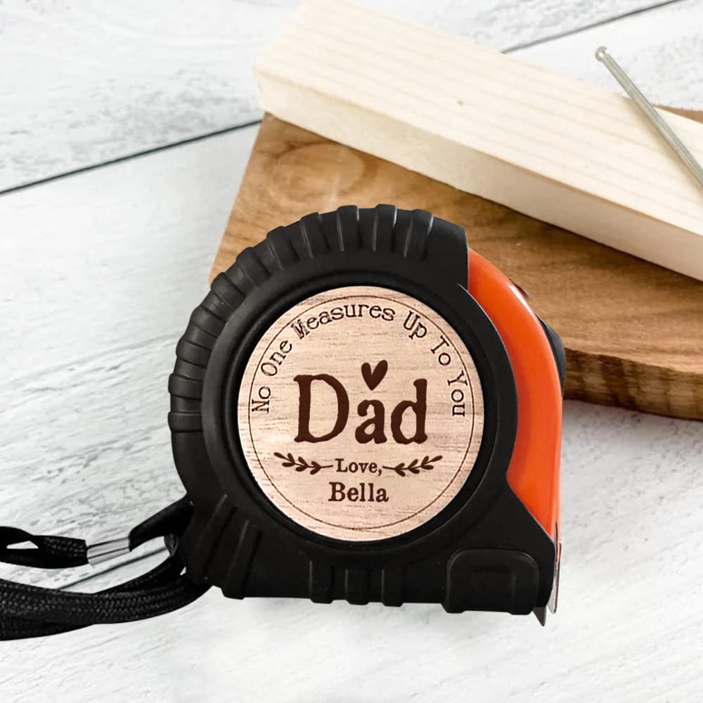 ALICESER Personalized Tape Measure for Dad, Customized Engraved Measuring Tape, Fathers Day Retractable Tape Measure Tool Gifts for Dad, No One - WoodArtSupply