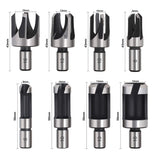 Baorder 8Pcs Wood Plug Cutter Drill Bit Set Carbon Steel Titanium Coated Woodworking Chamfer Drill Bits Straight and Tapered Taper 5/8" 1/2" 3/8" Baorder